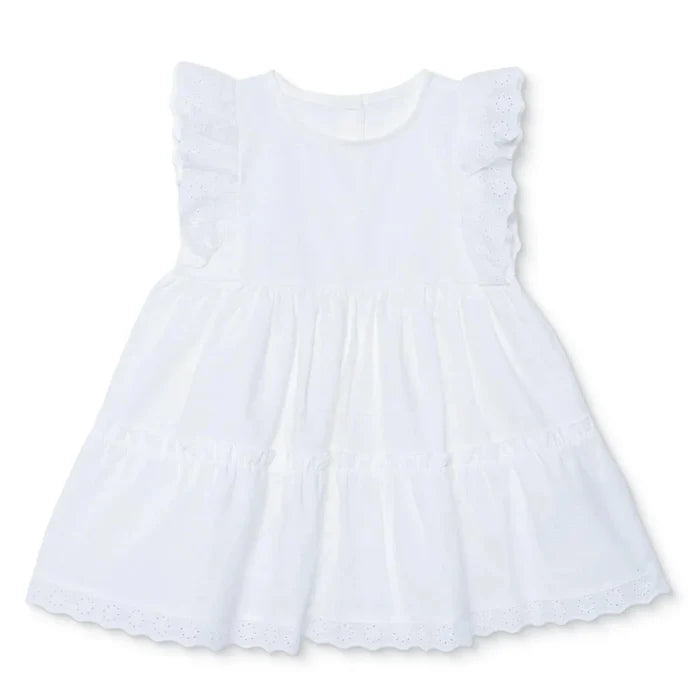 HelloBaby Girls Dress Buttoned Berry Belle Crew Neck Short Sleeve - Ecru Ecru - ebebek