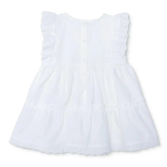 HelloBaby Girls Dress Buttoned Berry Belle Crew Neck Short Sleeve - Ecru Ecru - ebebek