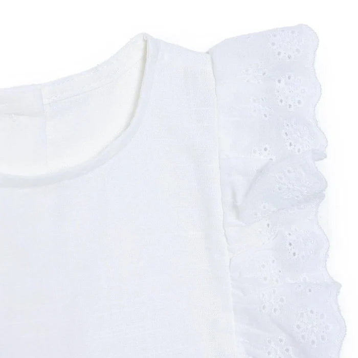 HelloBaby Girls Dress Buttoned Berry Belle Crew Neck Short Sleeve - Ecru Ecru - ebebek