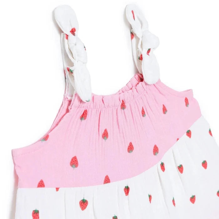 HelloBaby Girls Dress Buttoned Berry Belle Crew Neck Short Sleeve - Pink Printed Pink Printed - ebebek
