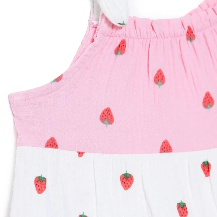 HelloBaby Girls Dress Buttoned Berry Belle Crew Neck Short Sleeve - Pink Printed Pink Printed - ebebek