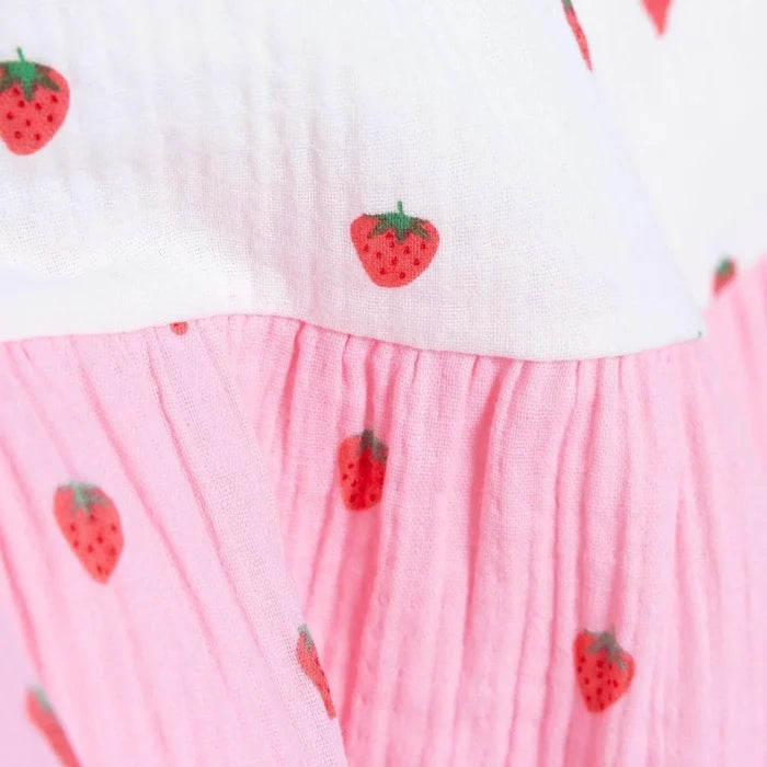 HelloBaby Girls Dress Buttoned Berry Belle Crew Neck Short Sleeve - Pink Printed Pink Printed - ebebek