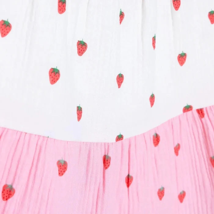 HelloBaby Girls Dress Buttoned Berry Belle Crew Neck Short Sleeve - Pink Printed Pink Printed - ebebek