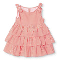 HelloBaby Girls Dress Buttoned Berry Belle Crew Neck Strappy - Coral Printed Coral Printed - ebebek