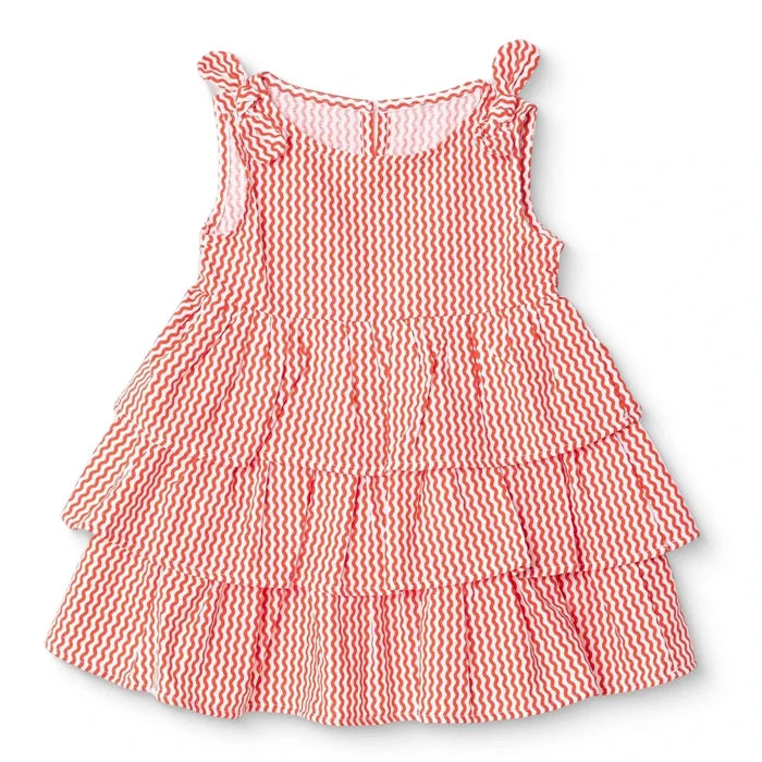 HelloBaby Girls Dress Buttoned Berry Belle Crew Neck Strappy - Coral Printed Coral Printed - ebebek