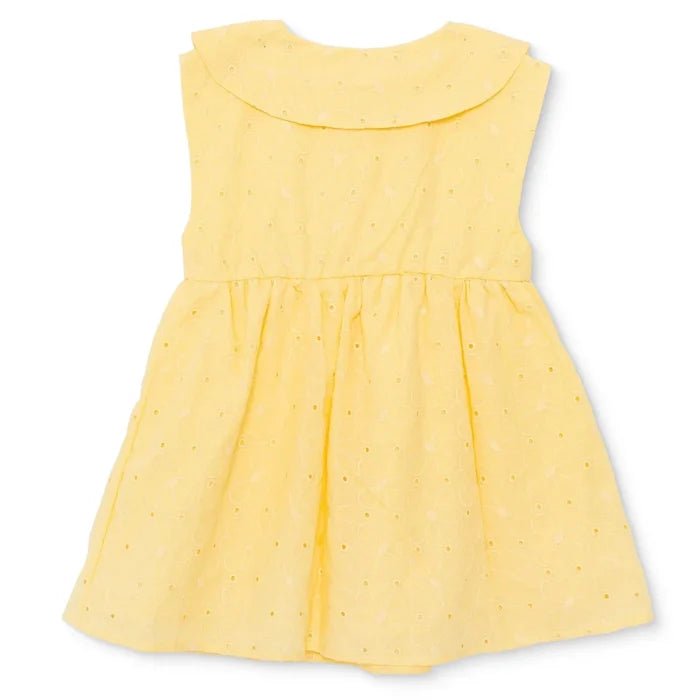 HelloBaby Girls Dress Buttoned Ditsy Flower Peter Pan Collar Short Sleeve - Yellow Yellow - ebebek