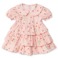 HelloBaby Girls Dress Cherry Print Buttoned Berry Belle Peter Pan Collar Short Sleeve - Pink Printed Pink Printed - ebebek