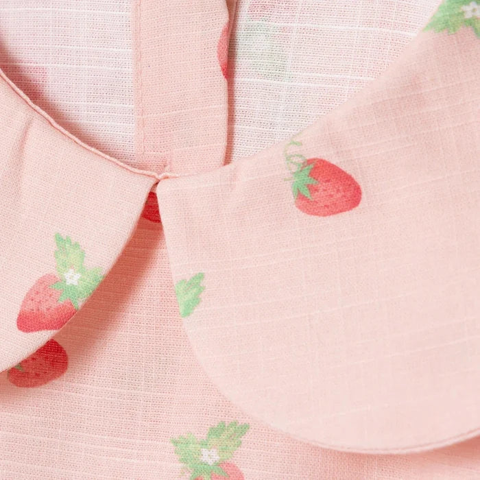 HelloBaby Girls Dress Cherry Print Buttoned Berry Belle Peter Pan Collar Short Sleeve - Pink Printed Pink Printed - ebebek