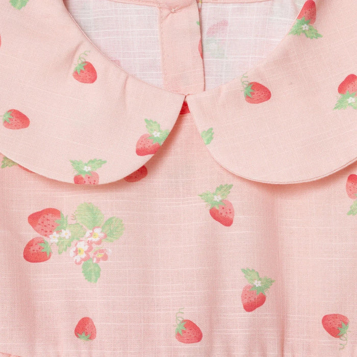 HelloBaby Girls Dress Cherry Print Buttoned Berry Belle Peter Pan Collar Short Sleeve - Pink Printed Pink Printed - ebebek