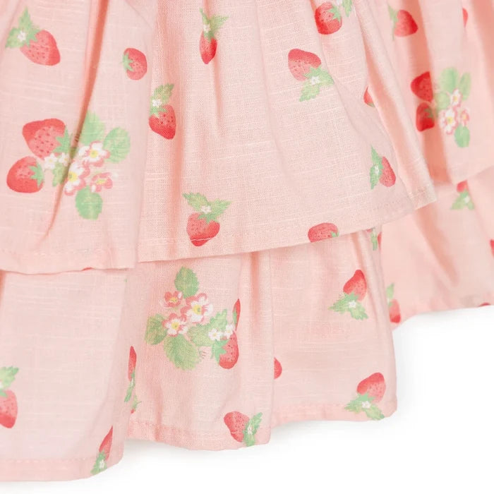 HelloBaby Girls Dress Cherry Print Buttoned Berry Belle Peter Pan Collar Short Sleeve - Pink Printed Pink Printed - ebebek