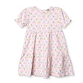 HelloBaby Girls Dress Ditsy Flower Crew Neck Short Sleeve - Ecru Printed Ecru Printed - ebebek