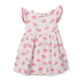 HelloBaby Girls Dress Floral Print Ditsy Flower Crew Neck Short Sleeve - Ecru Printed Ecru Printed - ebebek