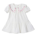HelloBaby Girls Dress Floral Print Flower Garden Crew Neck Short Sleeve - Ecru Ecru - ebebek