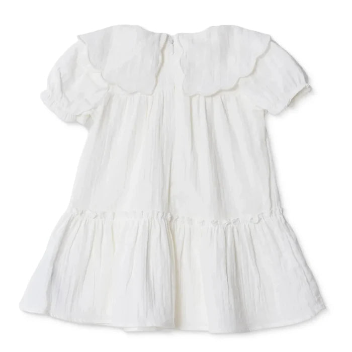HelloBaby Girls Dress Floral Print Flower Garden Crew Neck Short Sleeve - Ecru Ecru - ebebek