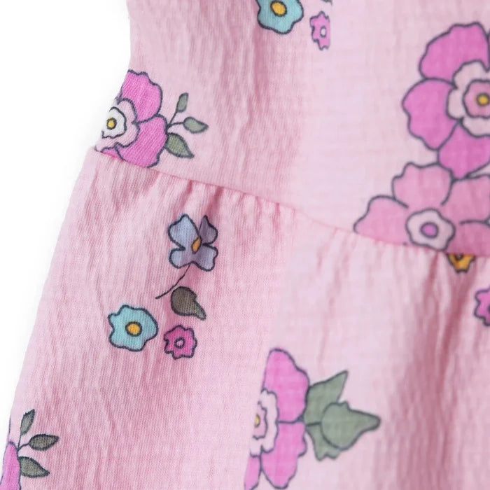 HelloBaby Girls Dress Floral Print Flower Garden Shirt Collar Short Sleeve - Pink Printed Pink Printed - ebebek