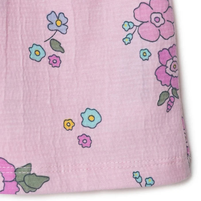 HelloBaby Girls Dress Floral Print Flower Garden Shirt Collar Short Sleeve - Pink Printed Pink Printed - ebebek