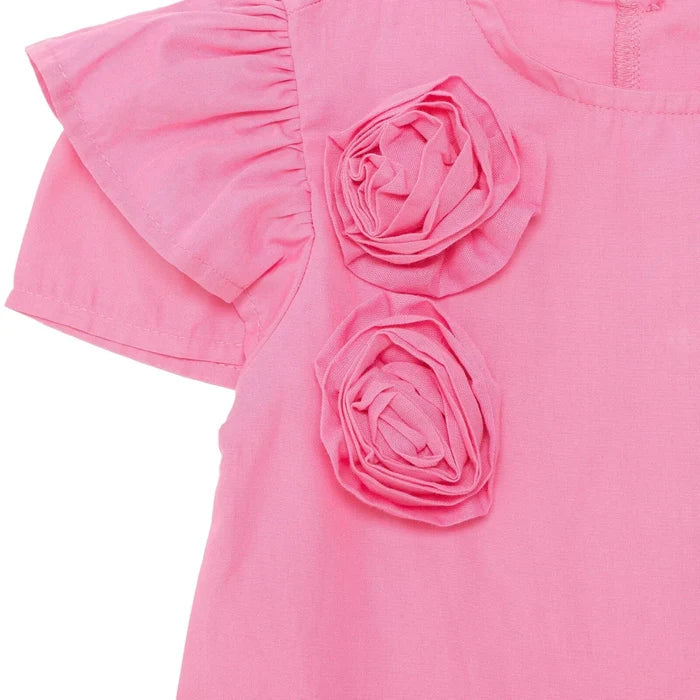 HelloBaby Girls Dress Flower Flower Garden Crew Neck Short Sleeve - Pink Pink - ebebek