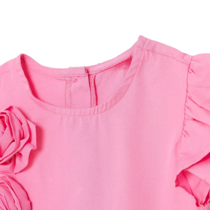 HelloBaby Girls Dress Flower Flower Garden Crew Neck Short Sleeve - Pink Pink - ebebek