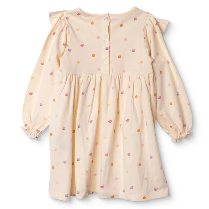 HelloBaby Girls Dress Polka Dot Print Pastel Dreams Crew Neck Long Sleeve - Ecru Printed Ecru Printed - ebebek