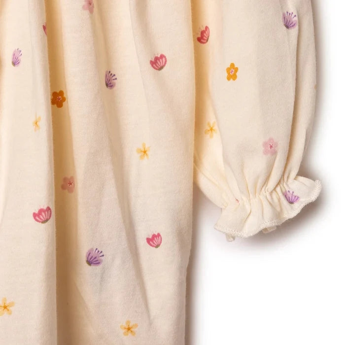 HelloBaby Girls Dress Polka Dot Print Pastel Dreams Crew Neck Long Sleeve - Ecru Printed Ecru Printed - ebebek