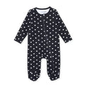 HelloBaby Girls Footed Sleepsuit Heart Print Zip Fastening Crew Neck Full Length Long Sleeve - Black Black - ebebek