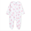 HelloBaby Girls Footed Sleepsuit Heart Print Zip Fastening Crew Neck Full Length Long Sleeve - Ecru Printed Ecru Printed - ebebek