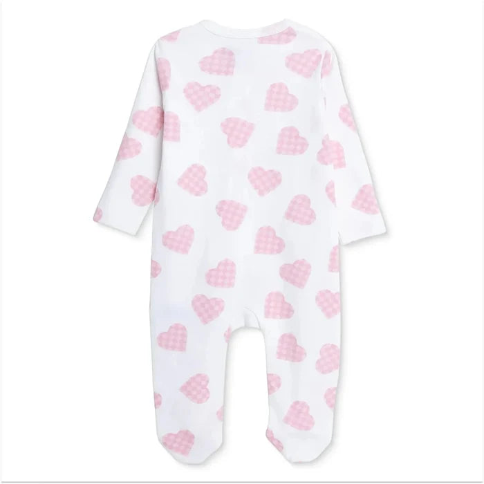 HelloBaby Girls Footed Sleepsuit Heart Print Zip Fastening Crew Neck Full Length Long Sleeve - Ecru Printed Ecru Printed - ebebek