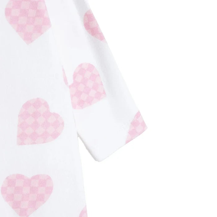 HelloBaby Girls Footed Sleepsuit Heart Print Zip Fastening Crew Neck Full Length Long Sleeve - Ecru Printed Ecru Printed - ebebek