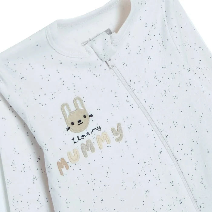 HelloBaby Girls Footed Sleepsuit Polka Dot Print Zip Fastening Crew Neck Full Length Long Sleeve - Ecru Ecru - ebebek