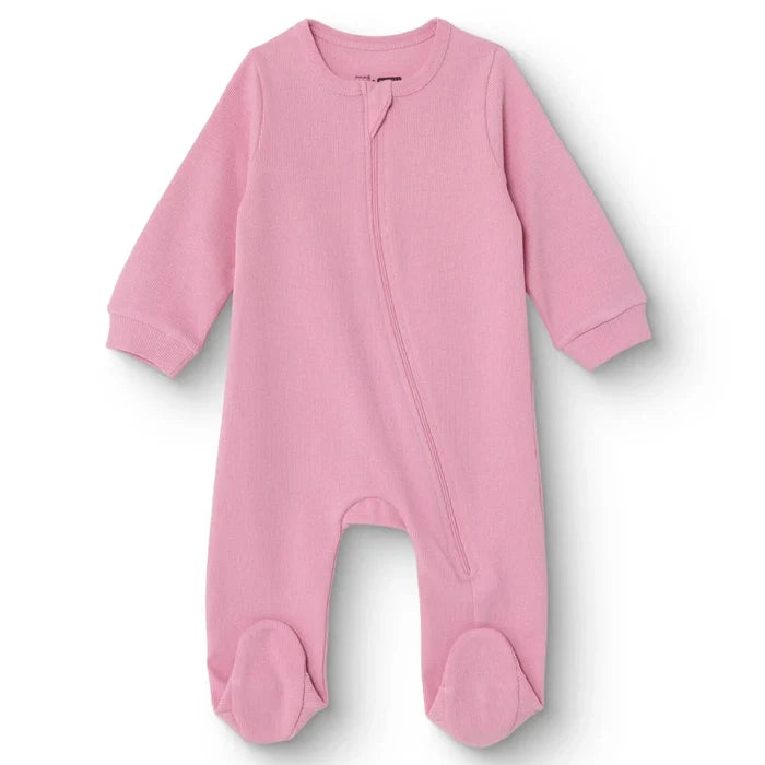 HelloBaby Girls Footed Sleepsuit Zip Fastening Crew Neck Full Length Long Sleeve - Pink Pink - ebebek
