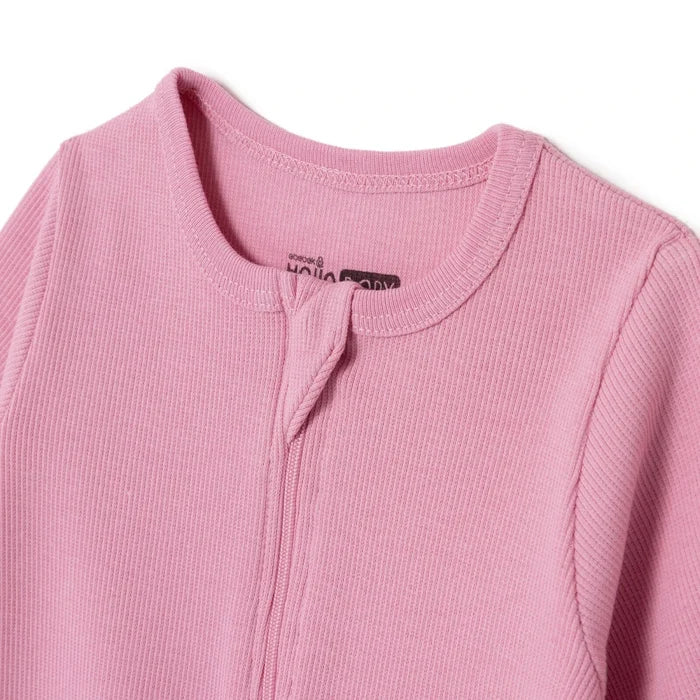 HelloBaby Girls Footed Sleepsuit Zip Fastening Crew Neck Full Length Long Sleeve - Pink Pink - ebebek