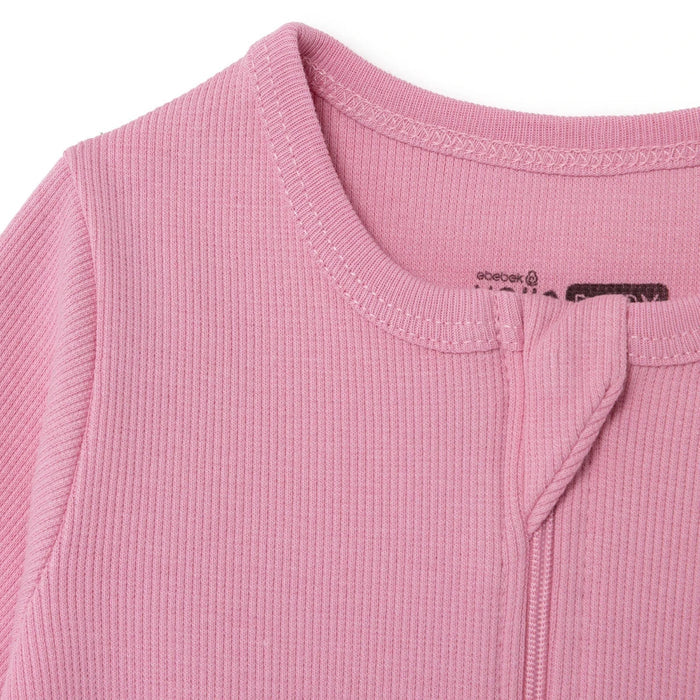 HelloBaby Girls Footed Sleepsuit Zip Fastening Crew Neck Full Length Long Sleeve - Pink Pink - ebebek