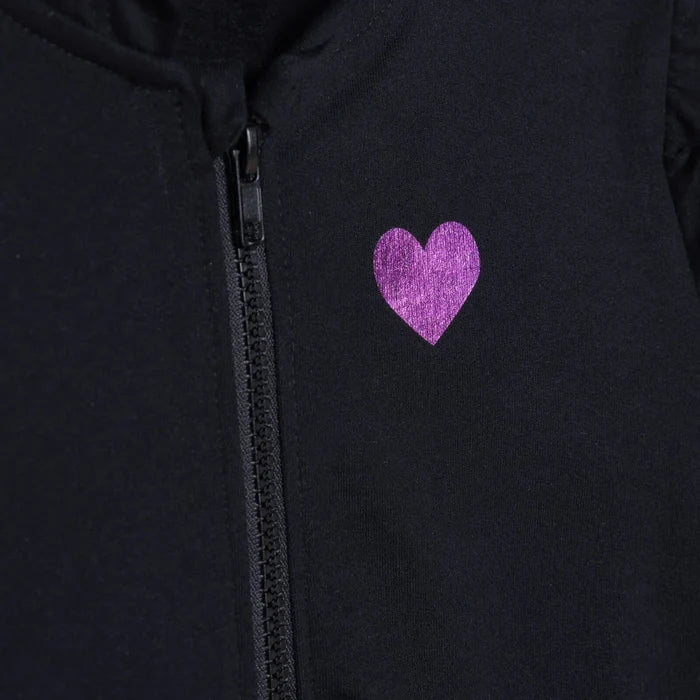 HelloBaby Girls Hooded Cardigan Crew Neck Long Sleeve - Black Black - ebebek