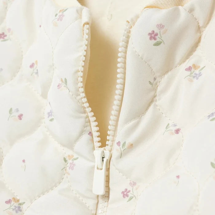 HelloBaby Girls Jacket Zip Fastening Pastel Dreams Crew Neck Long Sleeve - Ecru Printed Ecru Printed - ebebek