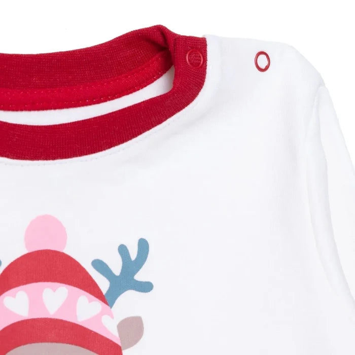 HelloBaby Girls Long Sleeve Pyjamas Set Animal with Poppers Christmas Crew Neck Long Leg Long Sleeve - Red Red - ebebek