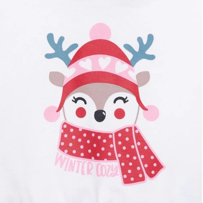HelloBaby Girls Long Sleeve Pyjamas Set Animal with Poppers Christmas Crew Neck Long Leg Long Sleeve - Red Red - ebebek