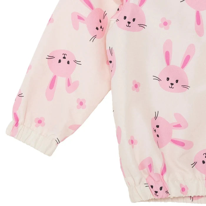 HelloBaby Girls Raincoat Flower Zip - up Hooded Long Sleeve - Ecru Printed Ecru Printed - ebebek