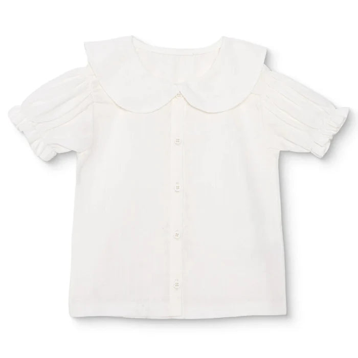 HelloBaby Girls Shirt Buttoned Berry Belle Peter Pan Collar Short Sleeve - Ecru Ecru - ebebek
