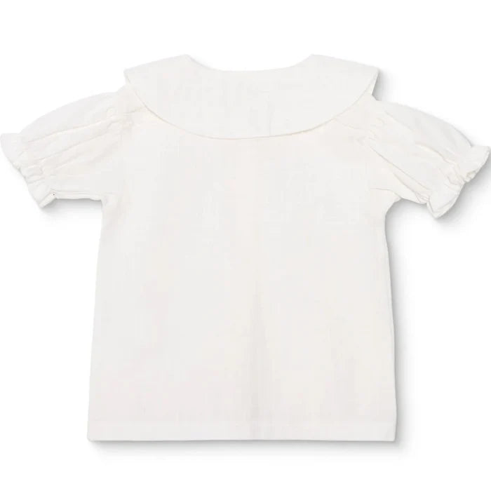 HelloBaby Girls Shirt Buttoned Berry Belle Peter Pan Collar Short Sleeve - Ecru Ecru - ebebek