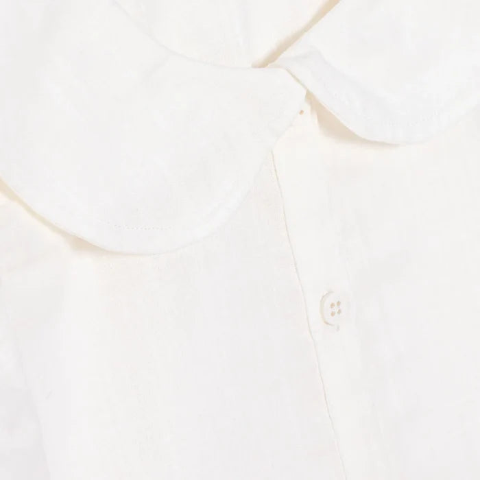 HelloBaby Girls Shirt Buttoned Berry Belle Peter Pan Collar Short Sleeve - Ecru Ecru - ebebek