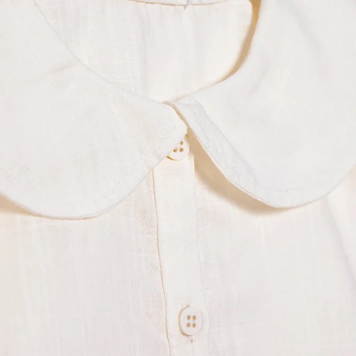 HelloBaby Girls Shirt Buttoned Berry Belle Peter Pan Collar Short Sleeve - Ecru Ecru - ebebek