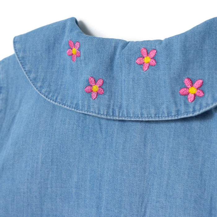 HelloBaby Girls Shirt Flower Garden Shirt Collar Long Sleeve - Indigo Indigo - ebebek
