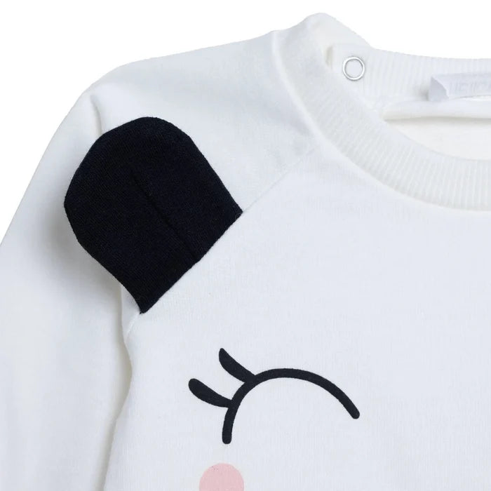 HelloBaby Girls Sweatshirt Animal Print Snap Fastening Crew Neck Long Sleeve - Ecru Ecru - ebebek