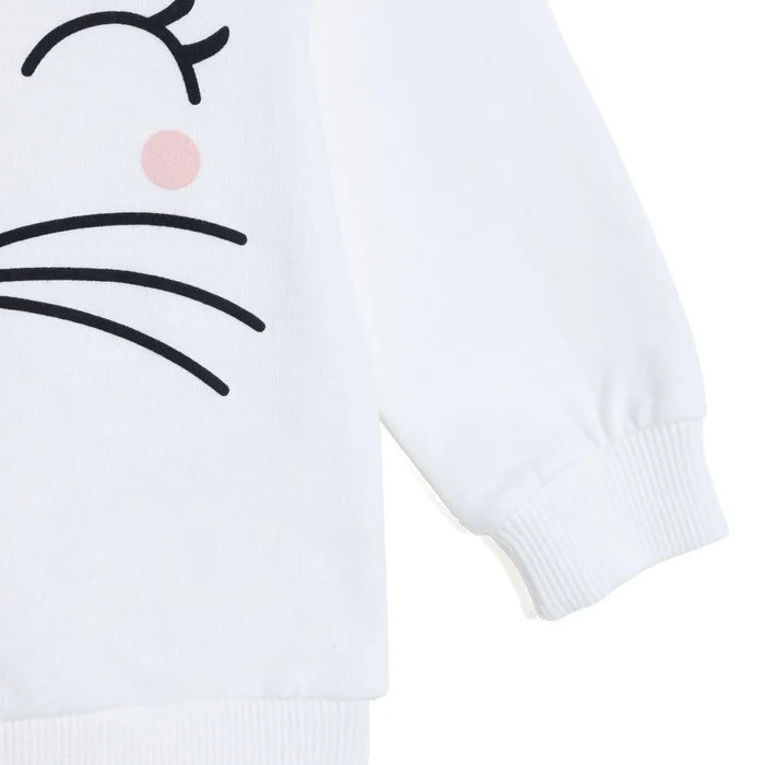 HelloBaby Girls Sweatshirt Animal Print Snap Fastening Crew Neck Long Sleeve - Ecru Ecru - ebebek