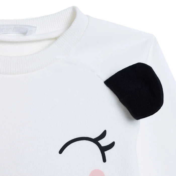 HelloBaby Girls Sweatshirt Animal Print Snap Fastening Crew Neck Long Sleeve - Ecru Ecru - ebebek