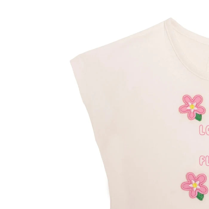 HelloBaby Girls T-shirt & Shorts Set Floral Print Ditsy Flower Crew Neck Short Length Short Sleeve - Ecru Ecru - ebebek