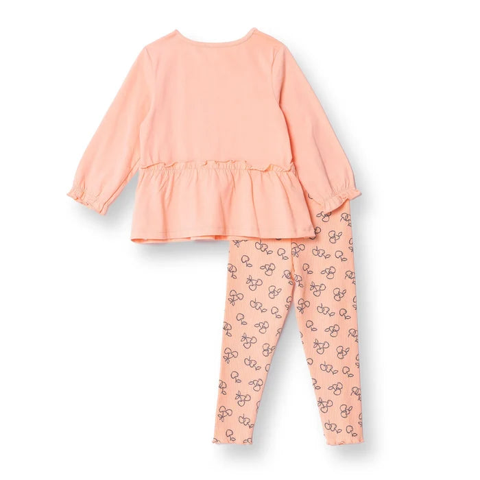HelloBaby Winter Cherry Blouse - Leggings - Salmon - ebebek - Black Friday