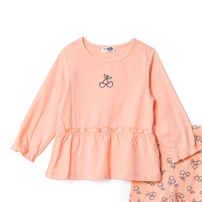 HelloBaby Winter Cherry Blouse - Leggings - Salmon - ebebek - Black Friday