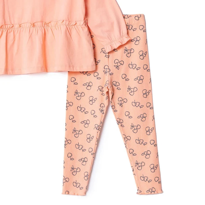 HelloBaby Winter Cherry Blouse - Leggings - Salmon - ebebek - Black Friday