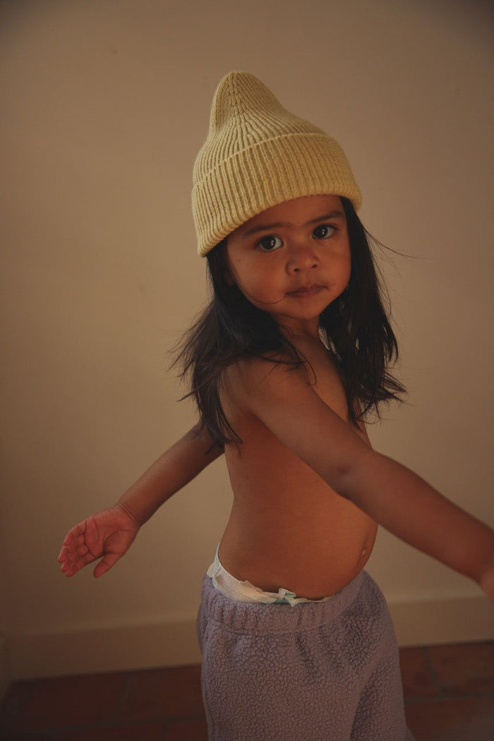 Hvid Fonzie Kids Beanie Light Yellow - La Gentile Store